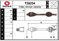 T58254 привод правый! 587mm opel vectra 2.2/2.0d 02&gt