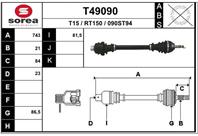 T49090 привод правый! 743mm renault 21 1.4-1.9/d jb0/1/3 86&gt