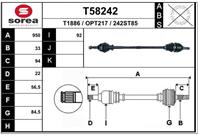 T58242_привод правый! 950mm Opel Astra H/Zafira 1