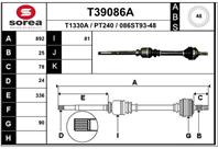 T39086A_привод правый! 593mm Peugeot 206 2.0i/2.0HDi 99-00