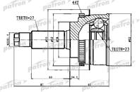 ШРУС наружный с кольцом ABS 27x56x23 ABS:44T SUBAR