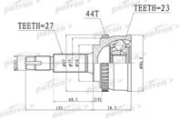 Шрус наружный с кольцом abs 27x56x23 abs:44t nissa