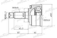 Шрус наружный 28x60x32 honda cr-v ii (rd4 rd5 rd6 rd7 rd8 rd9) 2.0 i-vtec [k20a4] 150 л.с. бензин 0...