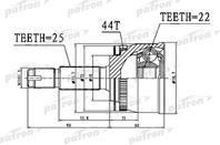     abs 22x50x25 abs:44t kia cerato i 04-09  spectra 04-09