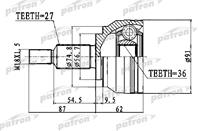 ШРУС наружный 27x56 7x36 RENAULT: LAGUNA III 07- 