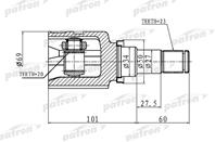 Шрус внутренний 23x34x20 toyota yaris (jpp) ksp90 05-