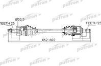 Полуось передний мост слева 25x652x52 5x25 hyundai