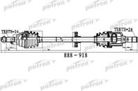 Полуось передний мост справа 24x888x52x26 kia rio