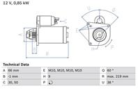 Стартер 12v  0.85kw