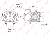 WH-1030 Ступица задняя в сборе (с ABS) MAZDA 6(GH) 1.8-2.5 07&gt CX-7 2.3-2.5 07&gt WH-1030