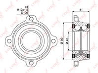 WB-1472 Подшипник ступицы колеса | зад прав/лев | LYNXauto