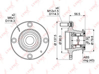 Подшипник-ступица зад. MITSUBISHI LANCER VII 03-  OUTLANDER 03-06 2.0