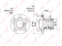 WH-1214 Ступица колеса | зад прав/лев | LYNXauto