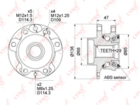 Wh-1513 ступица передняя в сборе nissan qashqai(j11) 1.2-1.6d 13&gt lynx