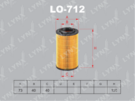LO-712 Фильтр масляный HYUNDAI Sonata NF 3.3 05] / Grandeur 3.3 05]  KIA Sorento 3.3 06] / Opirus 3...
