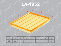 LA-1952 Фильтр воздушный LYNXauto