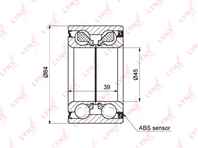 Подшипник ступицы передний с ABS (39x45x84)