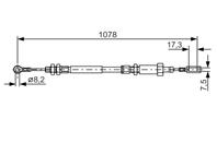 BOSCH 1 987 482 002 Трос ручн.тормоза CITROEN JUMPER/DUCATO/BOXER 1078мм