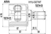 ШРУС ВНУТРЕННИЙ 22x35x25