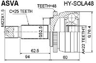 Шрус наружный 22x52.5x25