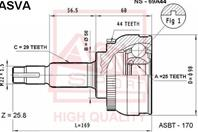 Шрус наружный 25x56x29 (nissan : cefiro/maxima a33  x-trail nt30 infiniti i30/i35) asva