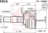 ШРУС НАРУЖНИЙ 25x50x22 VOLVO 440 /460 TURBO