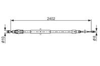 Трос ручного тормоза CITROEN BERLINGO/PEUGEOT 2402/1300мм
