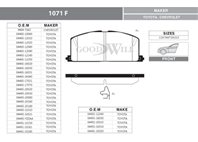 1071 F Тормозные колодки GW ТК передняя TOYOTA