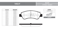 1052 F GW колодка передняя CITROEN BERLINGO 4254.75