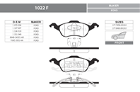 1022 F GW колодка передняя FORD