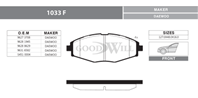 1033 F Тормозные колодки GW ТК передняя DAEWOO/CHEVROLET