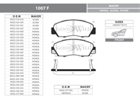 1007 F Тормозные колодки GW ТК передняя HONDA/ROVER