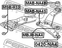 FEBEST MAB-NA4S Сайлентблок рычага MITSUBISHI GRANDIS 03-09 пер.подв.перед.