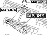 FEBEST MAB-076 Сайлентблок рычага MITSUBISHI LANCER 00-09 пер.подв.