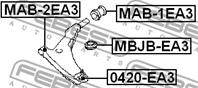 FEBEST MAB-1EA3 Сайлентблок рычага MITSUBISHI GALANT 96-03 пер.подв.