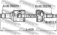 Привод пер l/r 30x635x30 toy hilux ggn15/ggn35/kun