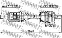 Привод передний правый 27x578x30