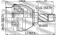 Шрус внутренний 25x35x22