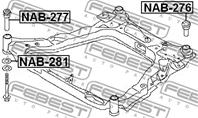 FEBEST NAB-277 Сайлентблок подрамника NISSAN QASHQAI 06-/X-TRAIL T31 2007 пер.