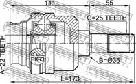 Шрус внутрен задний 22х35х25 ssang yong new actyon (korando c) 10-12 1411-nactr