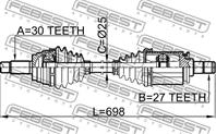 Привод передний левый 27x670x30