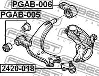 FEBEST PGAB-005 Сайлентблок рычага CITROEN/PEUGEOT BERLINGO/XSARA/PARTNER/306 пер.подв.перед.2шт