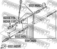 Mzab-118 втулка рулев.рейки mazda 6 gg 02-07