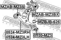 FEBEST MZAB-MZ3BX Сайлентблок рычага FORD FOCUS II/C-MAX 03- 1.4-2.0 без кронш. пер.подв.зад.