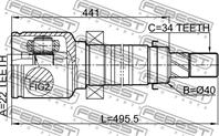 Шрус внутренний правый 22x40x34