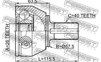 Шрус наружн.26X57 5X40 Ford Mondeo CA2 07&gt