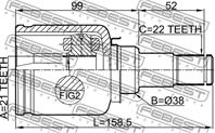 Р/к-т шруса внутр. L 21X38X22 FORD FIESTA/FUSION