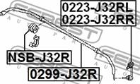 FEBEST NSB-J32R Втулка стабилизатора NISSAN TEANA 08-/MURANO 07- зад. 17мм