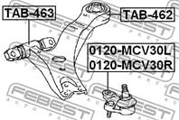 FEBEST TAB-462 Сайлентблок рычага TOYOTA HIGHLANDER 07- пер.подв.зад.