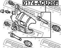 FEBEST 0174-ACU20F Втулка направляющая суппорта TOYOTA COROLLA 02-07/HIGHLANDER 00- пер.